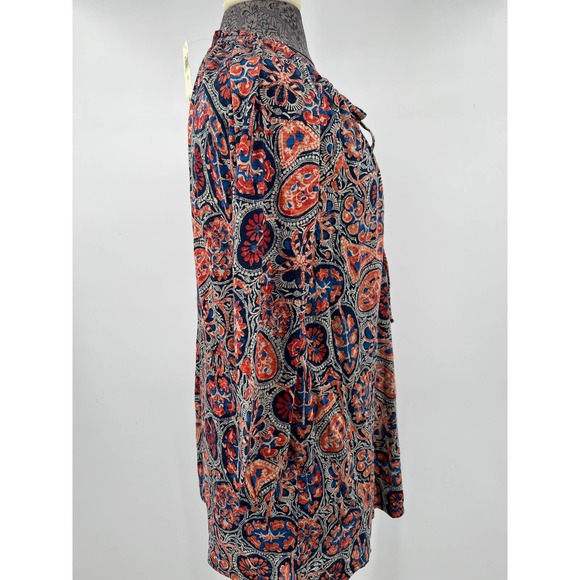 Lucky Brand women's plus boho 3/4sleeve top blouse blue and orange NWT sz 1x - Picture 5 of 7